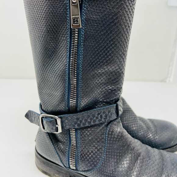 JIMMY CHOO**Python Black Biker Boots**EU 37 US 7 $1895 - Picture 3 of 10